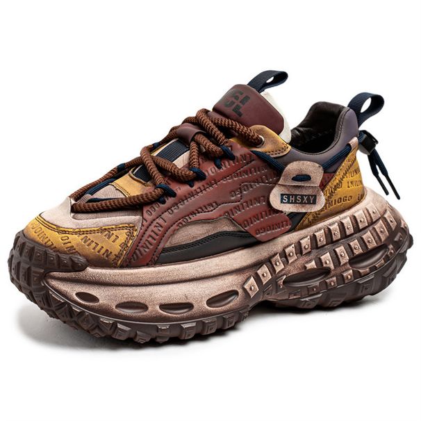 Fashion European- USA Style Blending Colors Vintage Sneakers Youth/Men Low Top Lace-Up Breathable Thick Sole Non-Slip Wear-Resistant Running Shoes_desvips.com