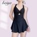 Hot-selling Women's Hot Spring Swimsuit, Solid Color, Slimming, Flattering, One-piece Dress Style, Conservative, Waist-cinching, Sexy Swimsuit._desvips.com