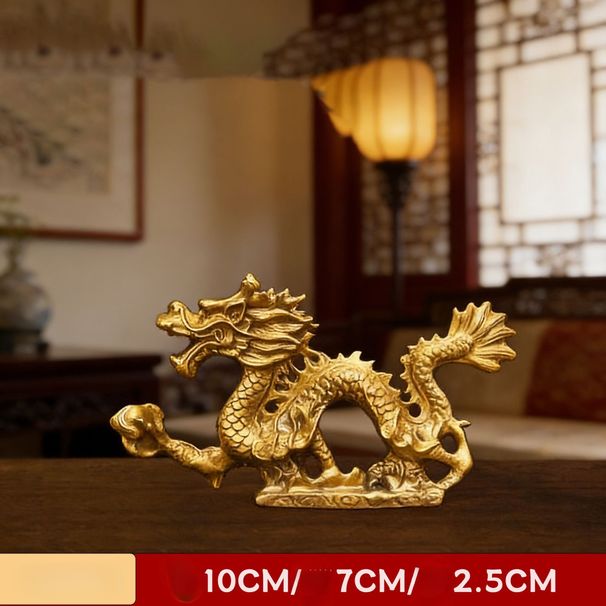 Brass Ornament, Five-clawed Dragon Soaring Through The Seas, Opening Ceremony Craft, Office Green Han Dragon, Home_desvips.com