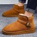 Men's Buckle Strap Genuine Leather Snow Boots - Winter Slip-Resistant Slip-On Shoes With Plush Lining For Ultimate Warmth_desvips.com