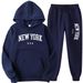 New York American For Men And Women Fashion Letter Print Graphic Sweatshirt Loose Casual Hoodie Set_desvips.com