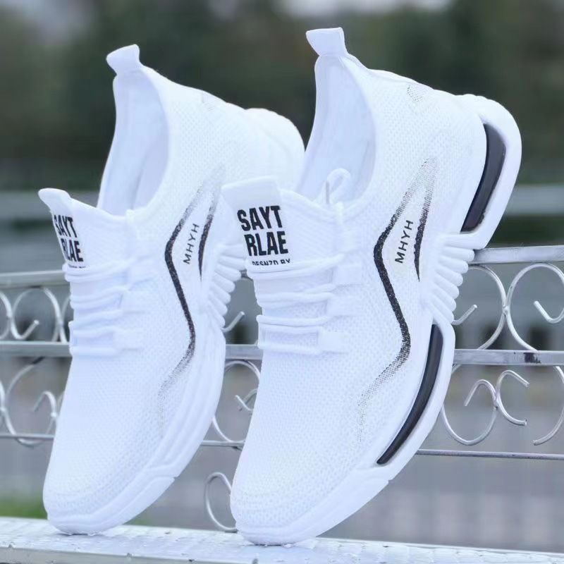 Summer Sports Net Men's Casual Breathable Running Shoes, One Foot White Shoes_desvips.com