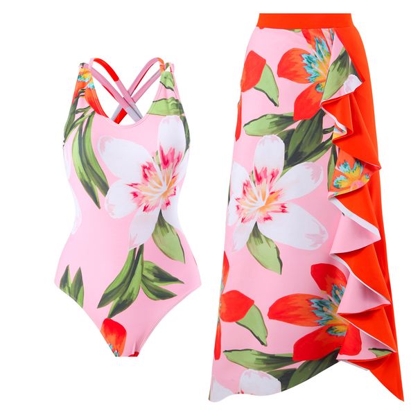 Solid Color One-piece Swimsuit For Women Retro Cover Skinny Swimsuit For Women_desvips.com