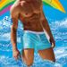 UXH Men's Foreign Trade Boxer Fashion Close-Fitting Front Horizontal Stripe Pocket Quick-Dry Nylon Hot Spring Swim_desvips.com