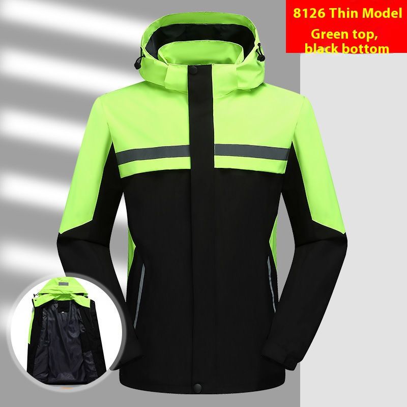 Men's Lightweight Work Jacket With Reflective Strips - Waterproof Windbreaker Hooded Coat For Outdoor & Casual Wear_desvips.com