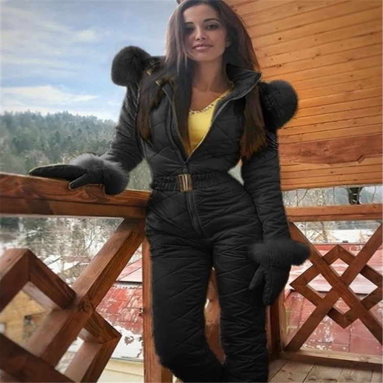 Women's Outdoor Fashion Ski Suit Jacket Hoodie Outdoor Sports Jumpsuit Zipper Ski Suit_desvips.com