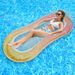 Eco-Friendly PVC Floating Lounger - Foldable Beach Bed With Mesh Backrest & Glitter Gradient (Orange-Pink Heavy-Duty Portable For Pool/Sea)_desvips.com