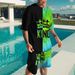 Men's Clothing shorts loose casual short-sleeved suit color matching KING printed T-shirt_desvips.com