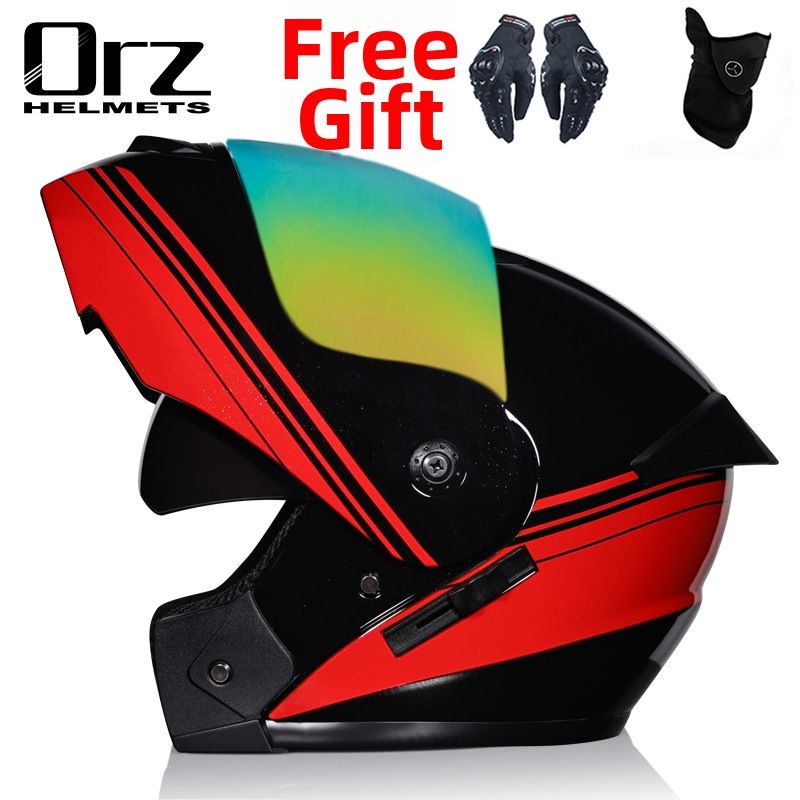 Men's Orz Flip Up Bicycle Helmet Full Face Winter Cap Electric Car Half Helmet Universal Four Seasons_desvips.com