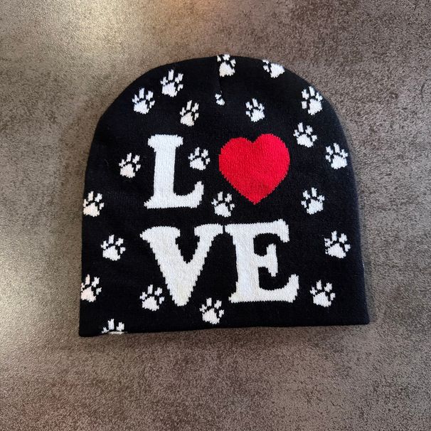 Love Series Letter Jacquard Beanie Women, Stylish Winter Warm Knitted Hat For Men And Women_desvips.com
