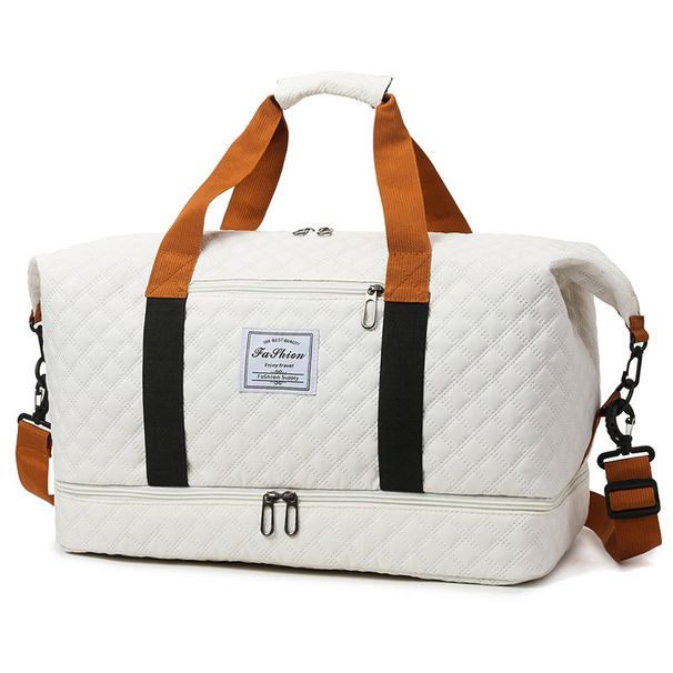Solid Color Travel Capacity Extra Large Handheld Shoulder Hanging Trolley Short Trip Portable Storage Sports Duffel Bag_desvips.com