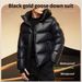 Black Gold Goose 90% Lockdown Winter Hooded Short Jacket Men's Warm Coat Workwear Filled With Down_desvips.com