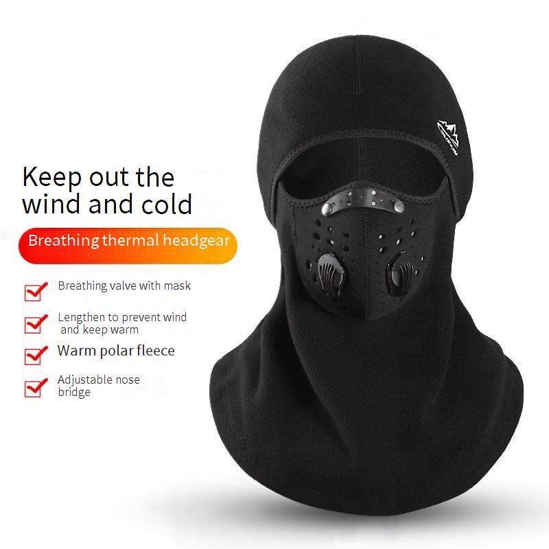 Golovejoy Winter Windproof Balaclava With Filter Valve - Fleece-Lined Face Mask For Cycling, Outdoor Sports & Cold Weather Protection_desvips.com