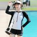 Summer Long-sleeve Swimsuit Women, Sun-protective, Slimming, Conservative, Two-piece, Anti-exposure, With Boxer Shorts,_desvips.com