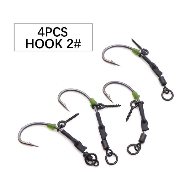 4pcs Ronnie Rig Curve Shank Fishing Hook Barbed Hook Pop Up Bait Boilie Screw Fishing Hair Rig Accessories Terminal Tackle_desvips.com