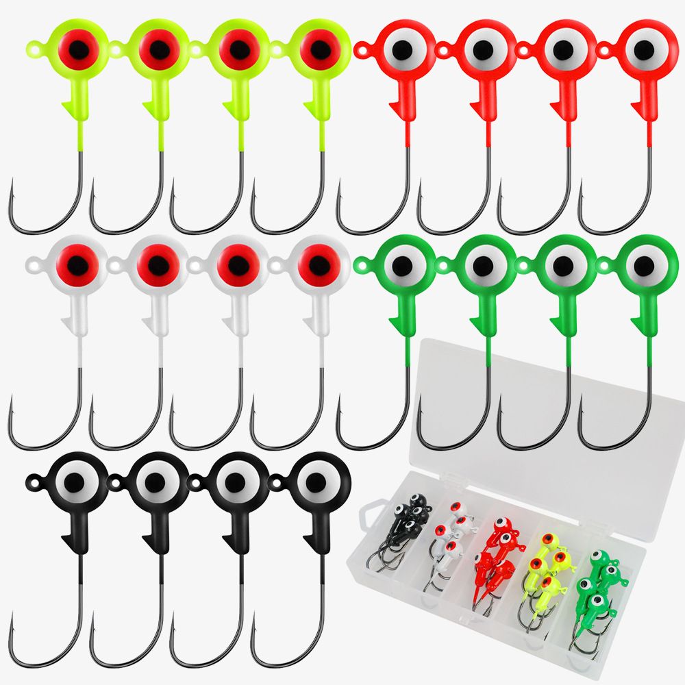 Shark Skimmer|Colorful 20 Pieces Box Set Lure Accessories Sharp Painted Lead Head Anti-Hook Bottom Fishing Hooks_desvips.com