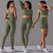 Seamless Knitted Solid Color Dot High Elastic Tight Breathable Yoga Suit Running And Fitness Two Piece Set_desvips.com