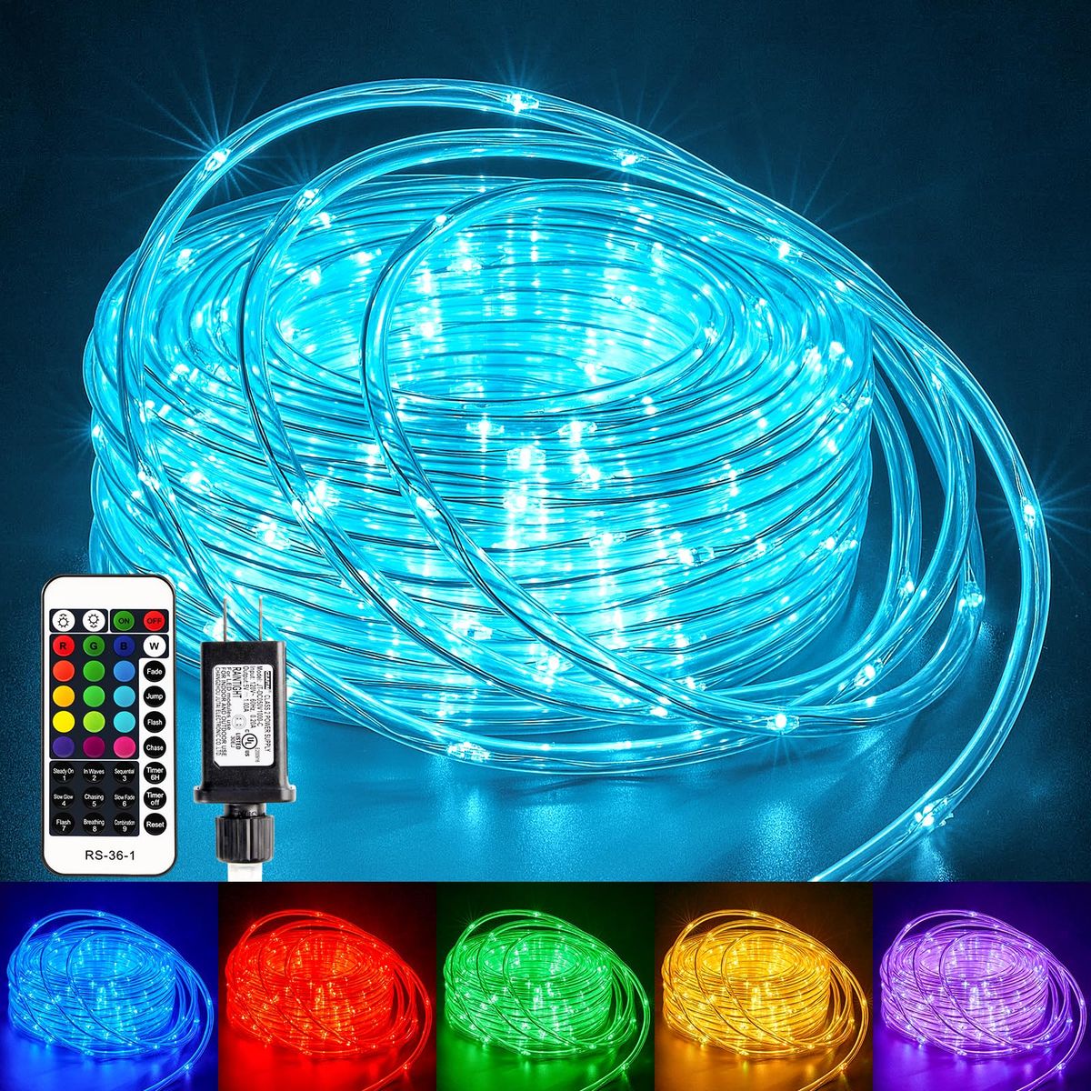 Minetom 33FT 100 LED Color Changing Rope Lights For Outdoor Use_desvips.com
