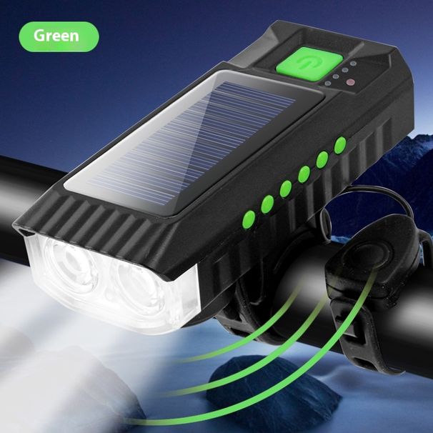Bicycle Front Nighttime Lighting Mountain Road Bike Multi-Function Solar Horn Light Cycling Gear_desvips.com