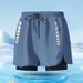 Two-Piece Suits Commerce Double Layer Swimming Trunks Men's Loose Anti Embarrassment Beach Pants Men's Large Size Trunks Hot Spring Swimwear_desvips.com