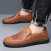 Summer ox tendon men's Hollow shoes Leather soled soft casual leather sandals Middle aged and old men with holes_desvips.com