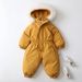 Color-Block Fleece-Lined Hooded Snowsuit For Toddlers - Winter Thermal One-Piece Jumpsuit With Zipper, Soft Polyester, Unisex (80-120cm)_desvips.com