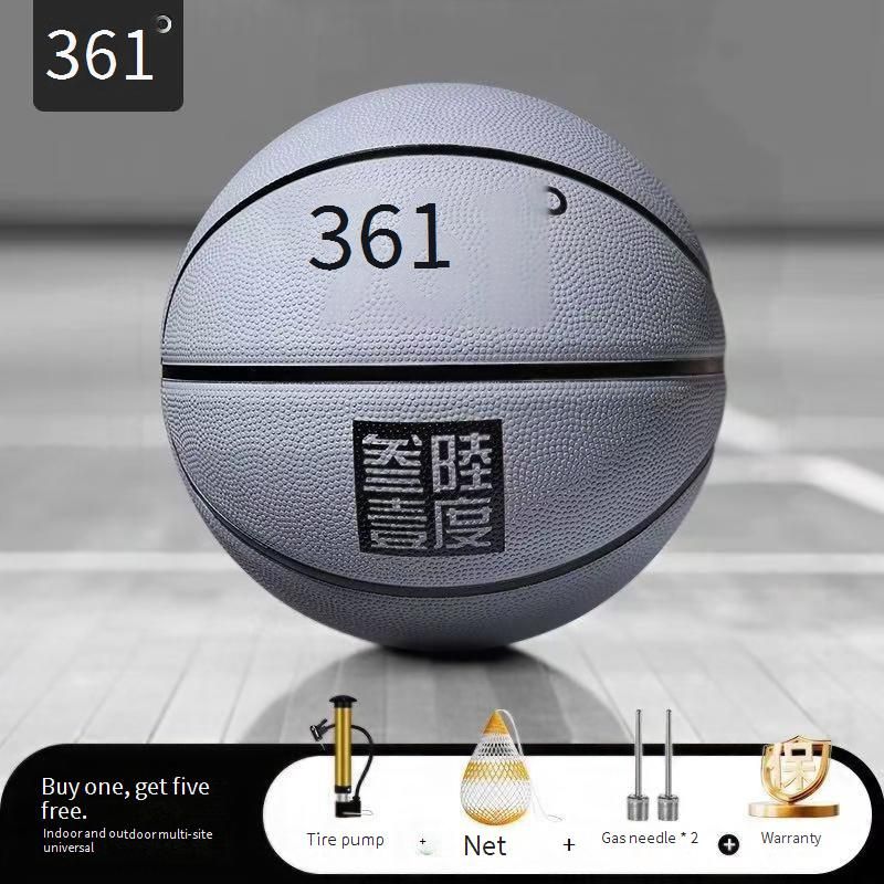 361° Premium Rubber Basketball For Training & Competition – Size 5 & 7, Durable Grip, Includes Pump & Net Bag ( Classic Brown/Silver Grey)_desvips.com