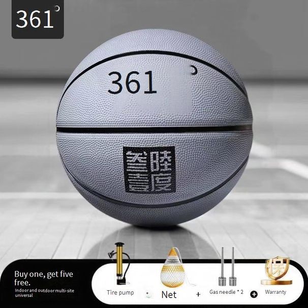 361° Premium Rubber Basketball For Training & Competition – Size 5 & 7, Durable Grip, Includes Pump & Net Bag ( Classic Brown/Silver Grey)_desvips.com