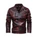 men’s vintage pu leather biker jacket – thickened zipup motorcycle coat (brown, green, black, wine red)_desvips.com