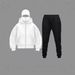 New Double Hood Hooded Sweatshirt DIY Plain Men And Women Autumn Winter Couple Zipper Hoodie Sweatpants Set_desvips.com