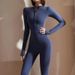 Autumn New Long-sleeved Zipper Tight Hip Show Jumpsuit Fitness Pants Women's Running Sports Training Yoga Clothes_desvips.com