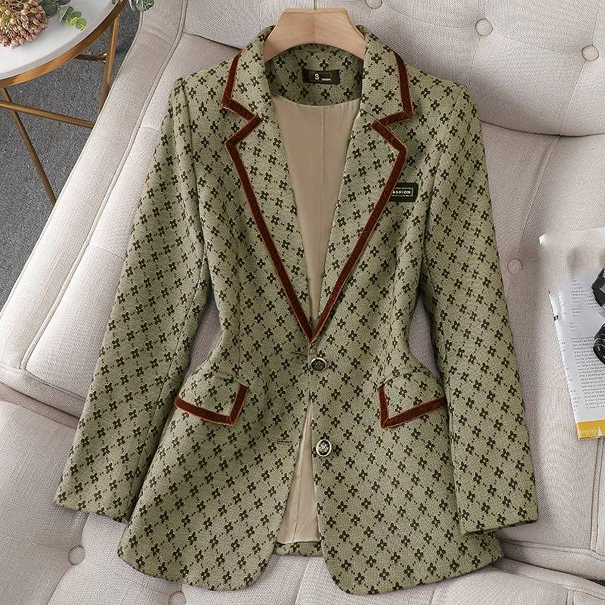 raspberrytoned koreanstyle blazer for women oversized relaxed fit worktoweekend jacket, doublebreasted polyester blend_desvips.com