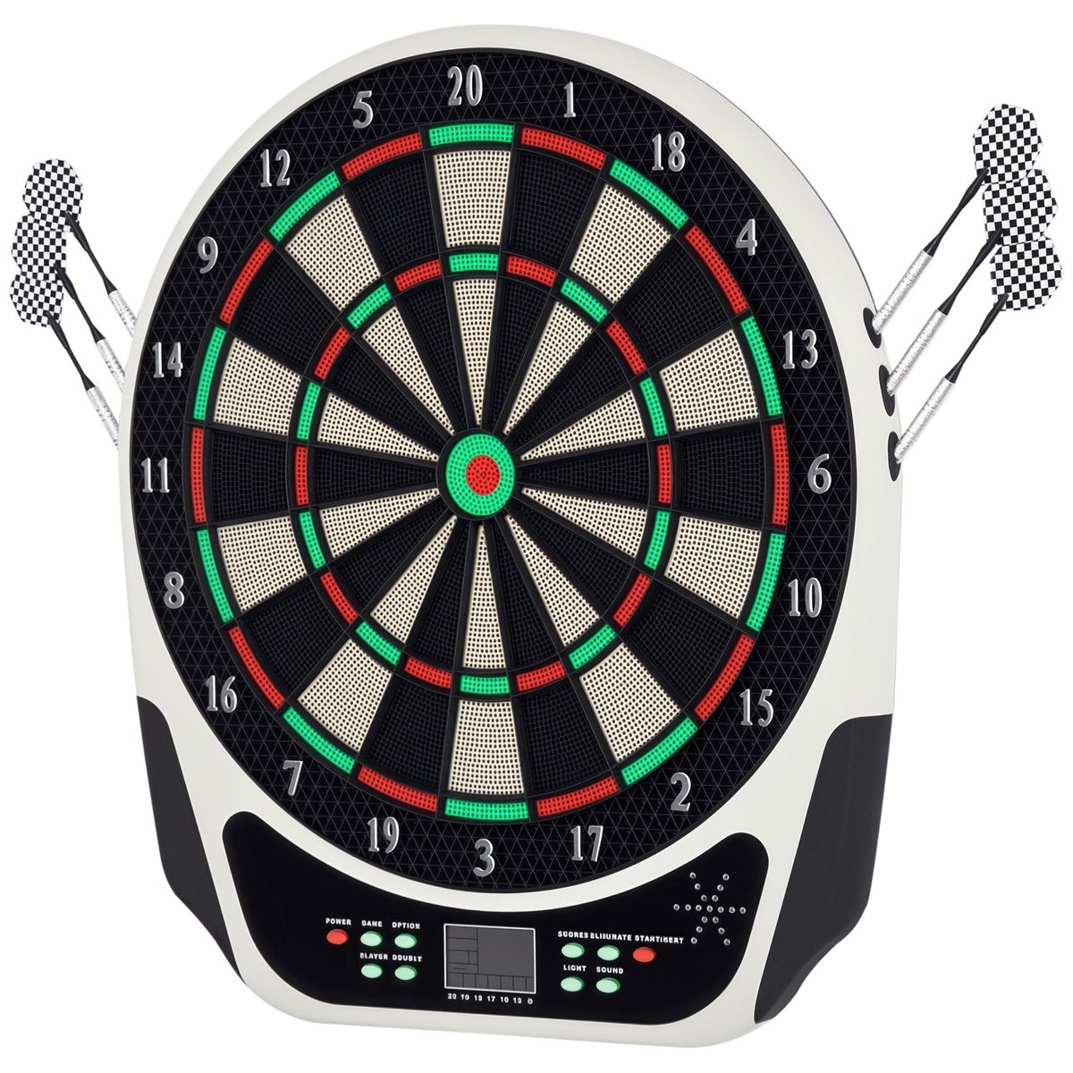 HOMCOM Electronic Dart Board – Plastic Target With 6 Darts Sound & Light Effects Digital Scoreboard For Home Game Room_desvips.com