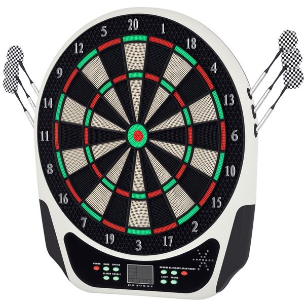 HOMCOM Electronic Dart Board – Plastic Target With 6 Darts Sound & Light Effects Digital Scoreboard For Home Game Room_desvips.com