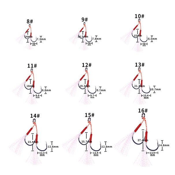 5Pairs Fishing Cast Jigs Assist Hook Barbed Double PairHooks Thread Feather Pesca High Carbon Steel Fishing Lure Slow Jigging_desvips.com