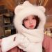LazyZoom Autumn Winter Bear Ears Plush Scarf Combo For Women Cycling Warm Versatile Mask Ear Protection Neck Warmer Hat_desvips.com