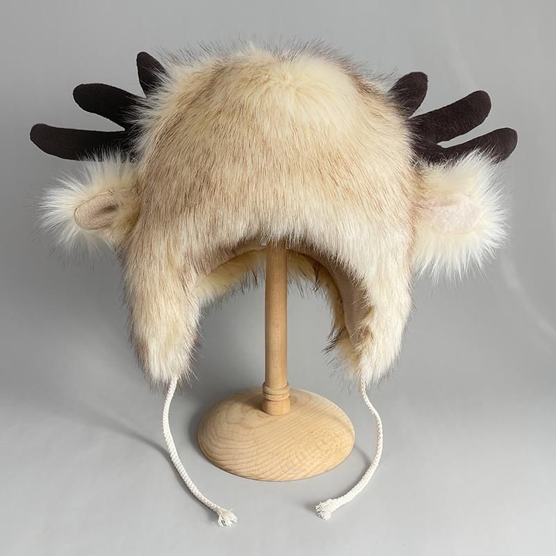 Deer Antler Furry Lei Feng For Men And Women Winter Warm Ear Protection Cute Northeast Snow Country Windproof Coldproof_desvips.com