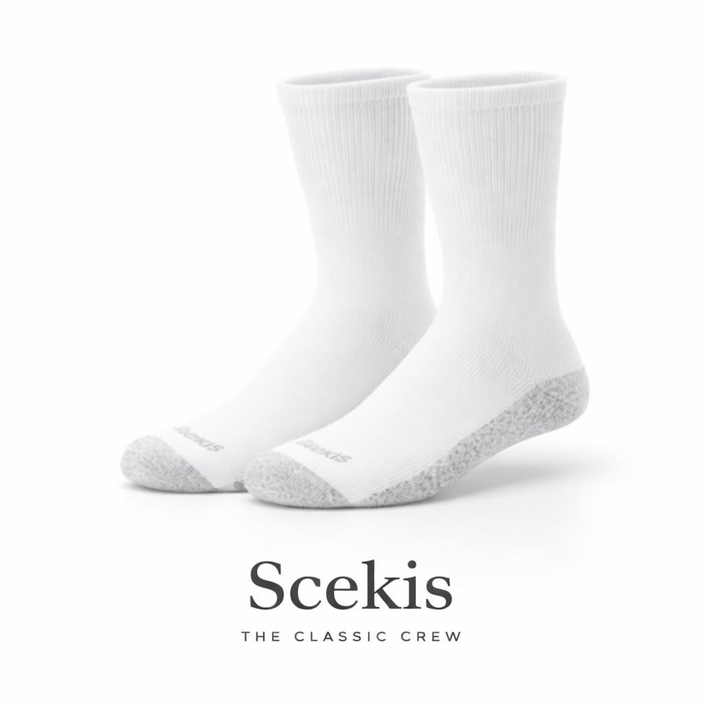 Men's Double Tough Crew & Ankle Moisturing Wicking Socks, Black & White Multi-Packs_desvips.com