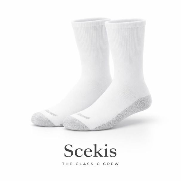 Men's Double Tough Crew & Ankle Moisturing Wicking Socks, Black & White Multi-Packs_desvips.com