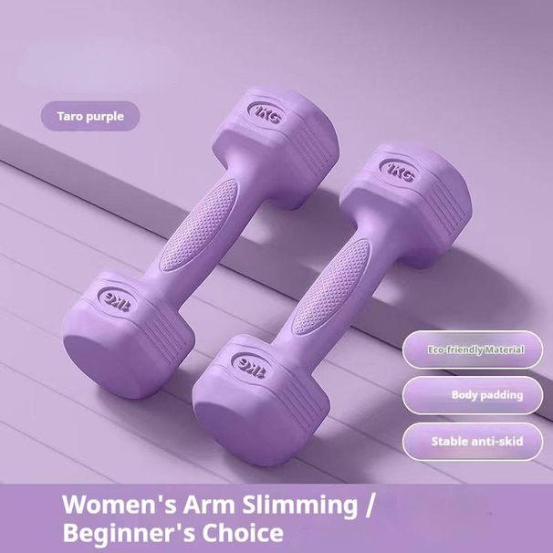 Soft-Grip PVC Dumbbell Set For Women & Teens - 4 Colors, 1-4kg Adjustable, Home Workout For Arms & Core (Lilac/Pink/Blue/Green)_desvips.com
