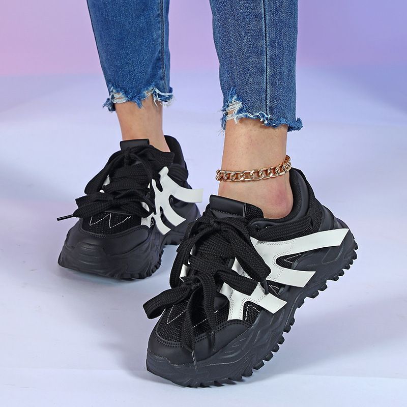 Trendy thick soles increased height, with breathable mesh surface, comfortable casual sports shoes, fashionable_desvips.com