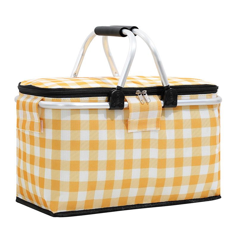 Outdoor Insulation Basket Aluminum Foil Thick Picnic Basket Oxford Cloth Folding Picnic Bag Insulation Box Ice Bag Ice Basket_desvips.com