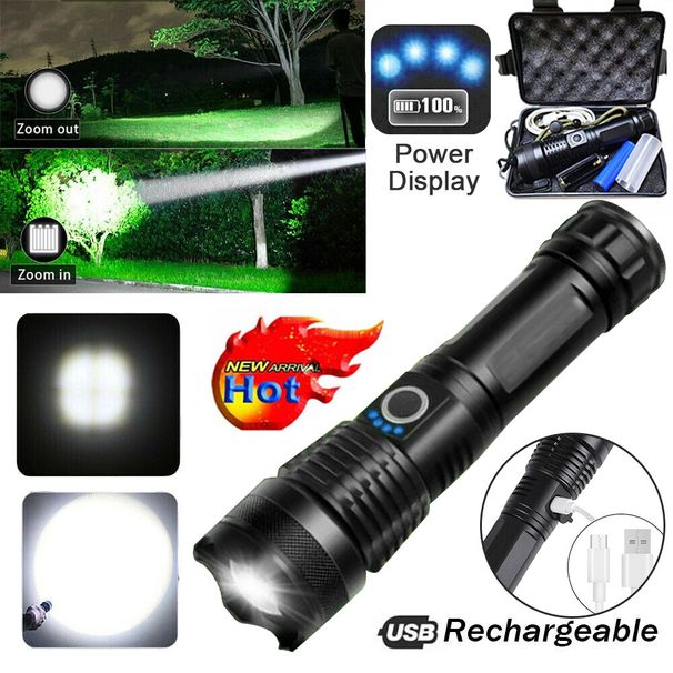 Extrem Hell 5-Modi Zoombare Handgerät Leistungsstark Wiederaufladbar Fackel Licht Zuhause, Im Freien, Camping Taktische Taschenlampe Lampen_desvips.com