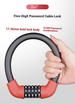 5-Digit Combination Cable Lock, 17.36mm Thick Steel Cable, Anti-Theft Bike Lock For Bicycle/Motorcycle/Door Handle_desvips.com