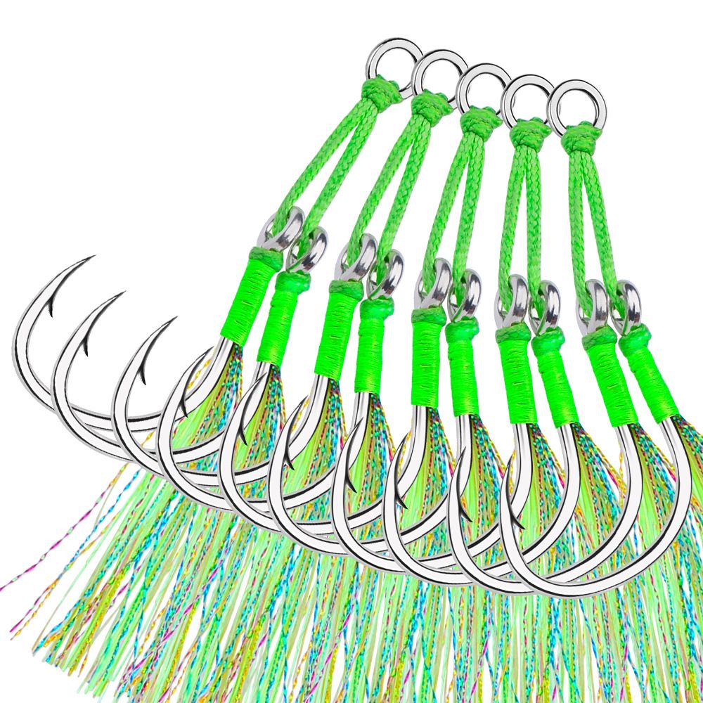 Sea Boat Slow Jigging Iron Plate Double Bright Wire Lure Bait With Hair Hook Fishing Gear Accessories 2 Pairs/Pack_desvips.com