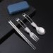 304 Stainless Steel Foldable Chopsticks Spoon Portable Travel Student Outdoor Camping Cutlery Set Of Three_desvips.com