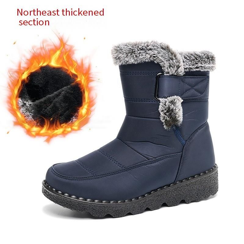 Women's Winter Snow Boots With Fleece Lining, Thick High-Top Warm Shoes, Slip-Resistant Sole, Casual Zip-Up Ankle Boots For Women_desvips.com