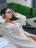 2025 Holiday New Loose Sunscreen Clothes White Long Sleeves Shirt Beach Skirt Bikini Swimsuit Cardigan Overclothes Women_desvips.com