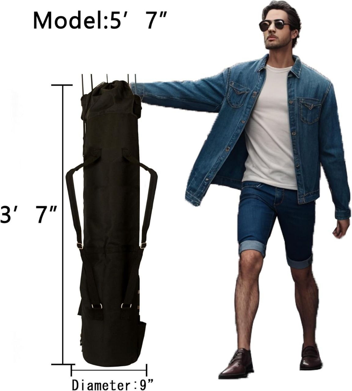 Long Tube Fishing Rod Bag, Bucket Bag, Black Large Capacity Fishing Rod Bag, Storage Fishing Turret Bracket Bag, Fishing Bag, Fishing Gear Bag_desvips.com