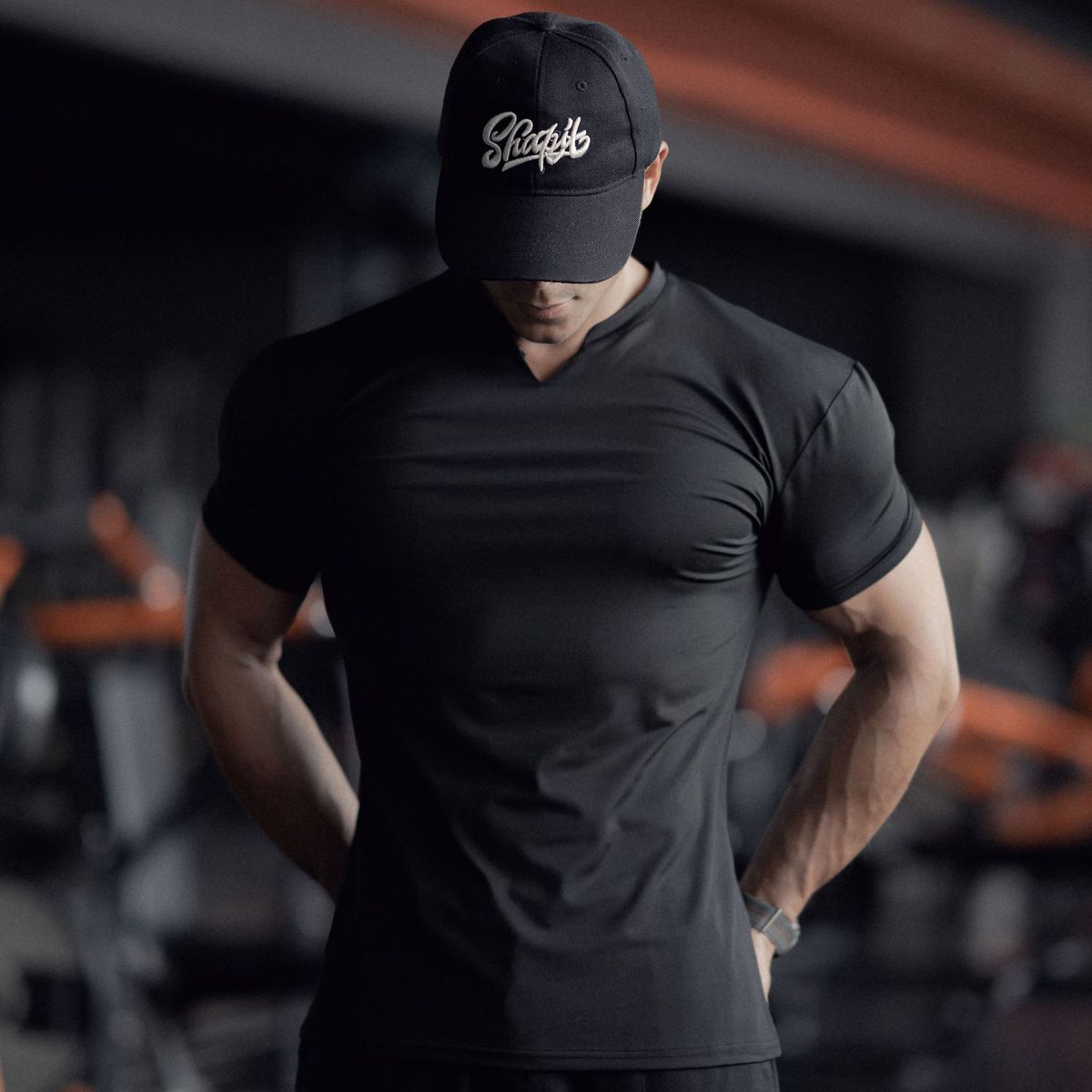 Summer New Men's Sports Casual Fitness Running Workout Solid Color Elastic Quick-dry V-neck Short-sleeve T-shirt_desvips.com